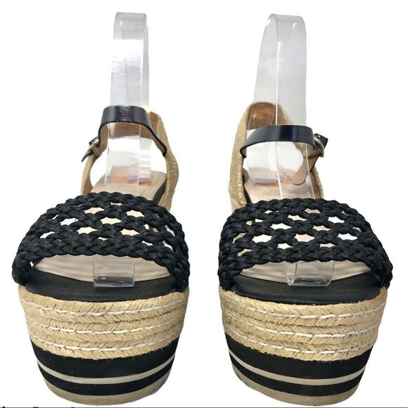 Kanna Black Braided Espadrille Platform Sandals Size 39 - Picture 4 of 9
